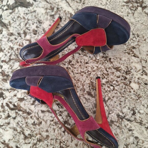 Yves Saint Laurent straps platform sandal multi color size 40 - Picture 8 of 13